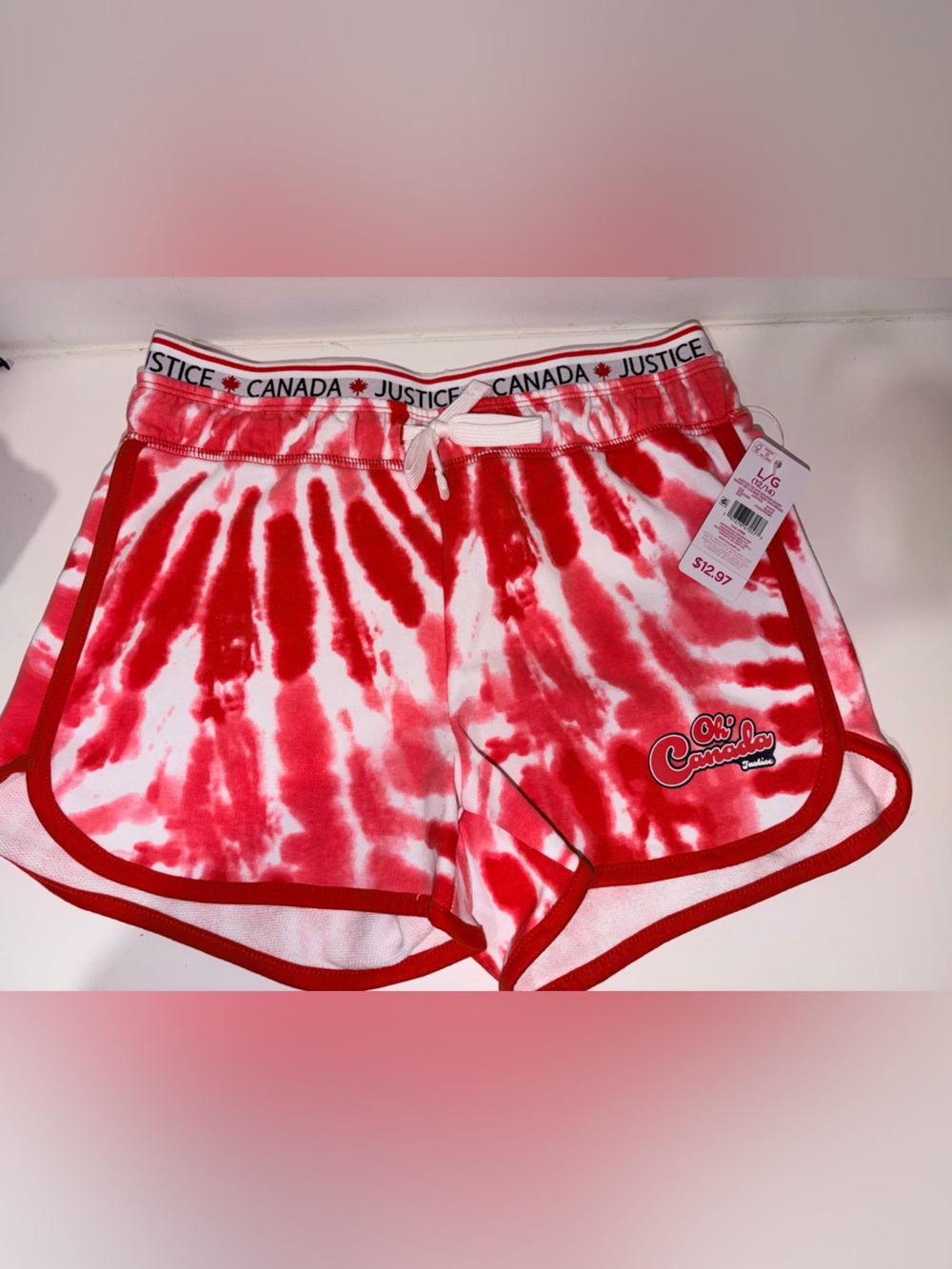 Justice Girls' Canada Tie Dye Dolphin Short Size Large